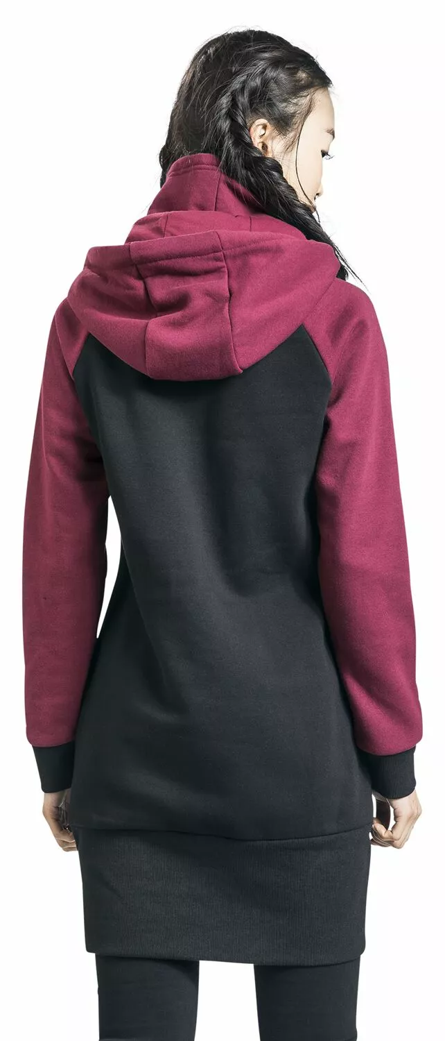 "Jurk Met Capuchon En Raglanmouwen" Korte Jurk Zwart/donkerrood Van RED By EMP - Afbeelding 5