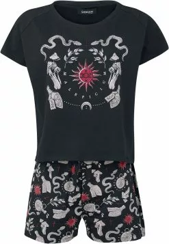 "Pyjamashirt En Short" Pyjama Zwart Van Gothicana By EMP