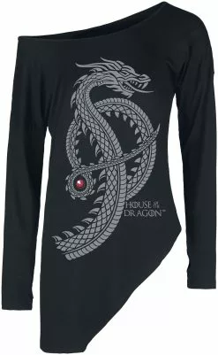 "House Of The Dragon - Fear The Dragon" Shirt Met Lange Mouwen Zwart Van Game Of Thrones