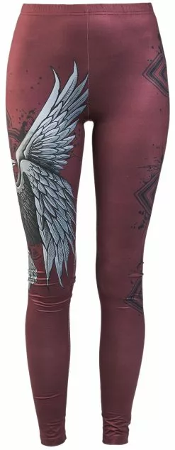 "Legging Met Ravenprint" Leggings Rood Van Black Premium By EMP