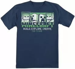 "Kids - Build, Explore, Create" T-shirt Blauw Van Minecraft