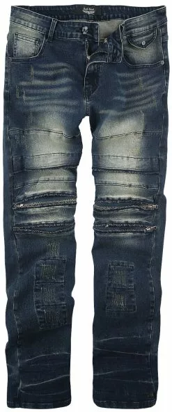 "Pete - Jeans With Used Look And Biker Details" Jeans Blauw Van Rock Rebel By EMP