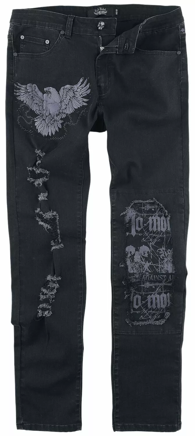 "Jeans In Versleten Optiek" Jeans Zwart Van Rock Rebel By EMP