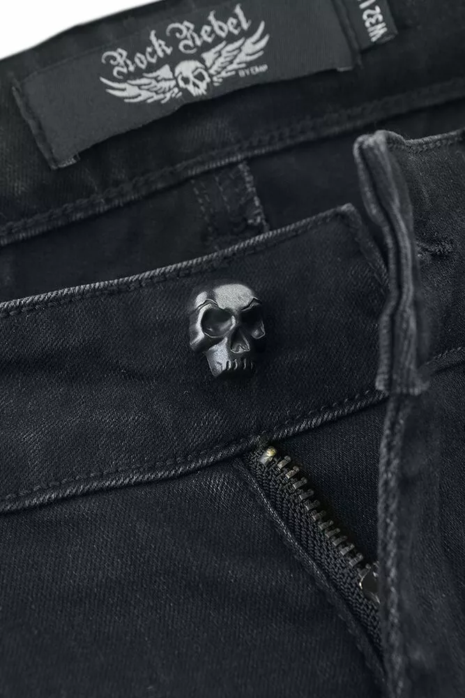 "Jeans In Versleten Optiek" Jeans Zwart Van Rock Rebel By EMP - Afbeelding 4