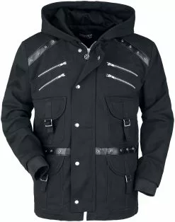 "Amenadiel" Winterjas Zwart Van Gothicana By EMP