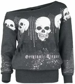 "Sweatshirt Met Boothals" Sweatshirts Donkergrijs Gemêleerd Van Rock Rebel By EMP