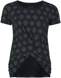 "T-shirt Met Knoopdetail En Keltische Motieven" T-shirt Zwart Van Black Premium By EMP