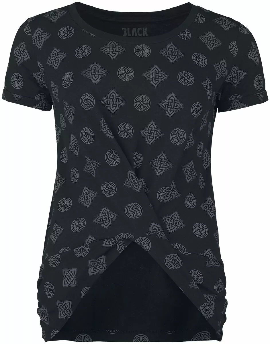 "T-shirt Met Knoopdetail En Keltische Motieven" T-shirt Zwart Van Black Premium By EMP