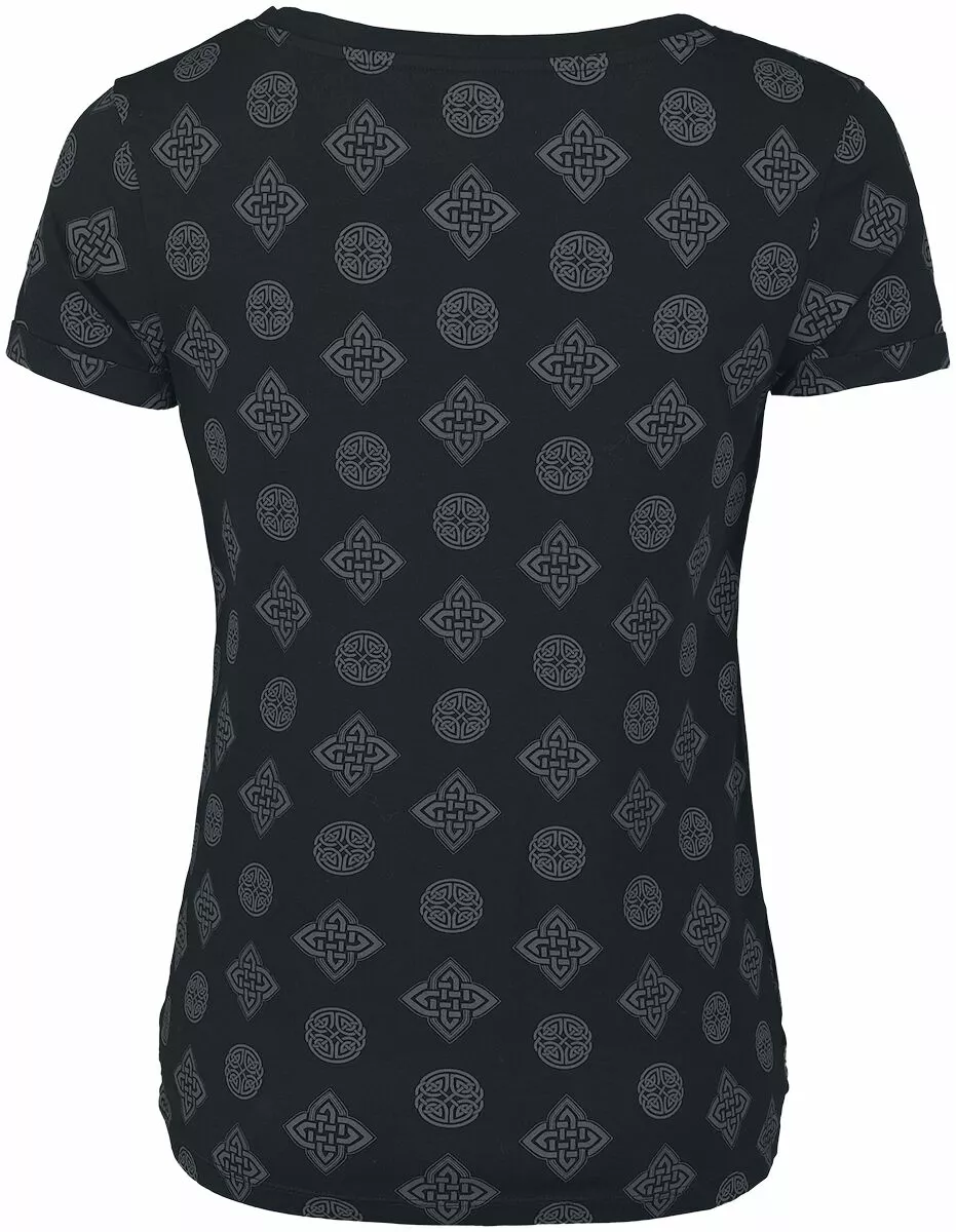 "T-shirt Met Knoopdetail En Keltische Motieven" T-shirt Zwart Van Black Premium By EMP - Afbeelding 2