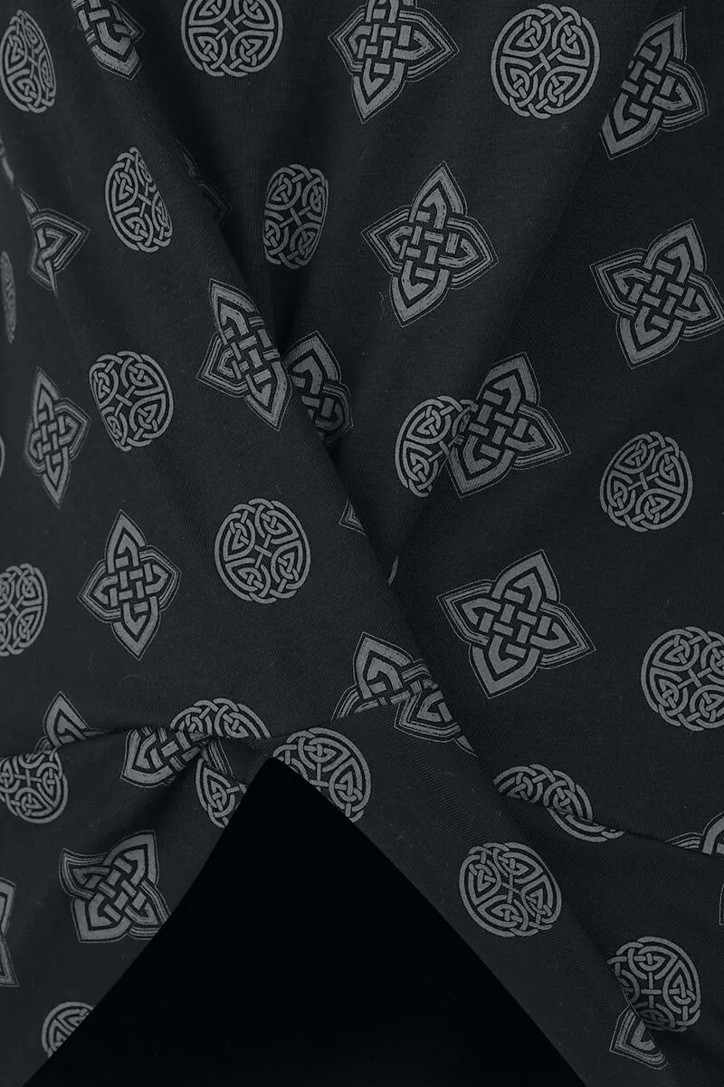 "T-shirt Met Knoopdetail En Keltische Motieven" T-shirt Zwart Van Black Premium By EMP - Afbeelding 3