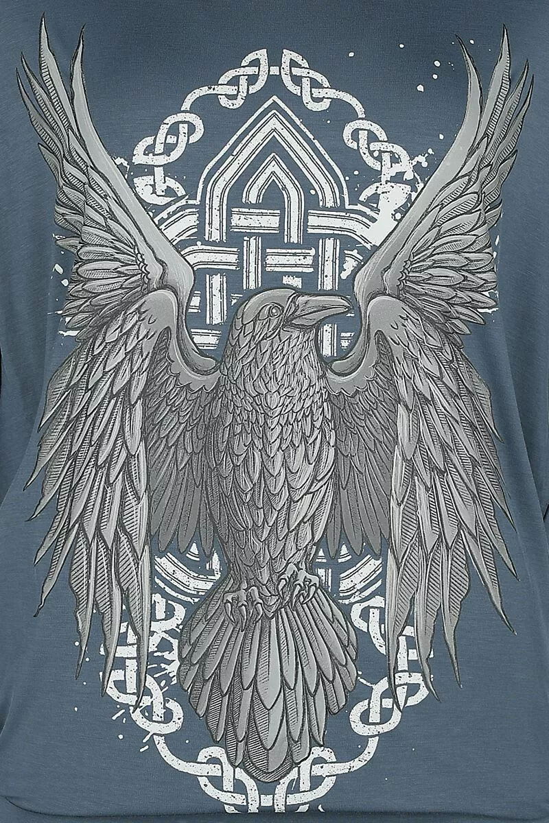 "Longsleeve Met Ravenprint" Shirt Met Lange Mouwen Blauw Van Black Premium By EMP - Afbeelding 4