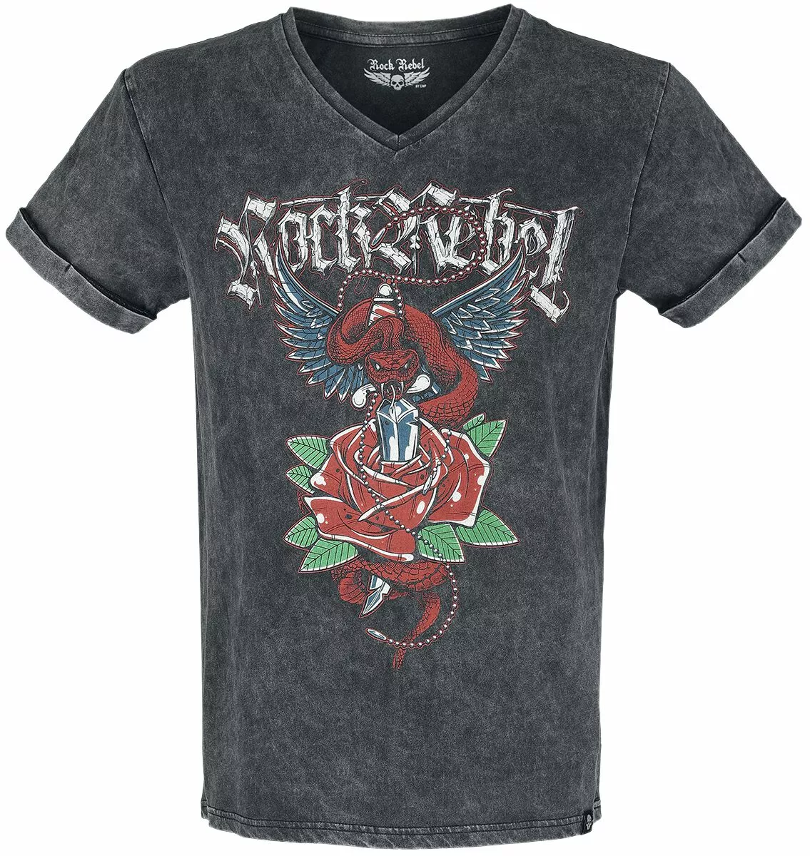 "T-shirt Met Old-school Print" T-shirt Grijs Van Rock Rebel By EMP