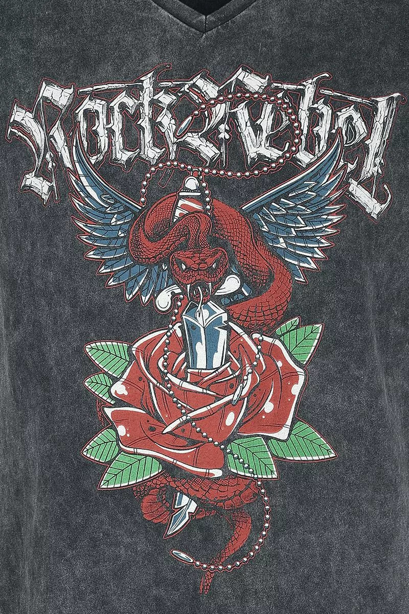 "T-shirt Met Old-school Print" T-shirt Grijs Van Rock Rebel By EMP - Afbeelding 3