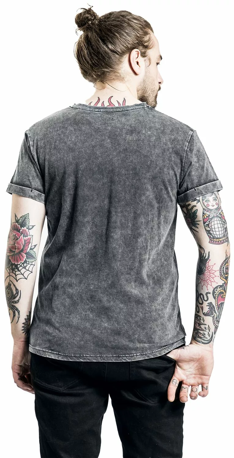 "T-shirt Met Old-school Print" T-shirt Grijs Van Rock Rebel By EMP - Afbeelding 6