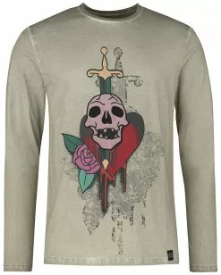 "Longsleeve Met Doodskop Patch" Shirt Met Lange Mouwen Grijs Van RED By EMP