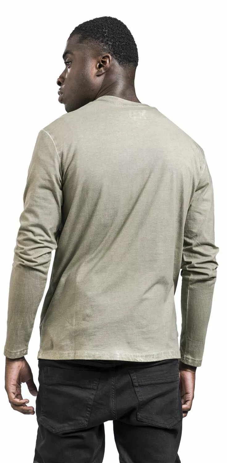 "Longsleeve Met Doodskop Patch" Shirt Met Lange Mouwen Grijs Van RED By EMP - Afbeelding 6