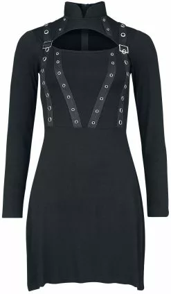"Jurk Met Eyelets" Lange Jurk Zwart Van Gothicana By EMP