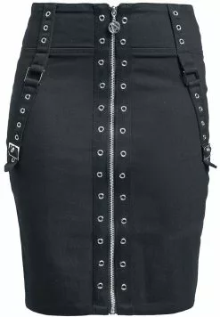 "Rok Met Eyelets" Medium-lengte Rok Zwart Van Gothicana By EMP