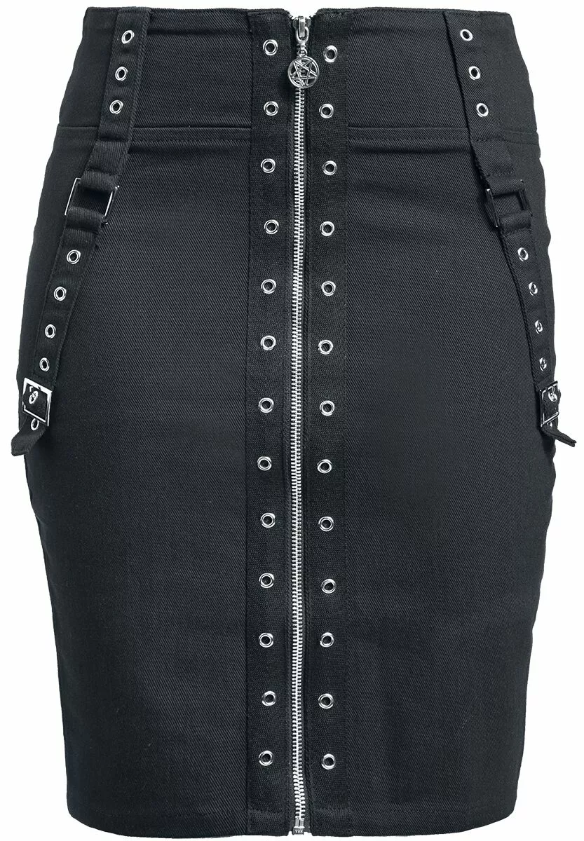 "Rok Met Eyelets" Medium-lengte Rok Zwart Van Gothicana By EMP