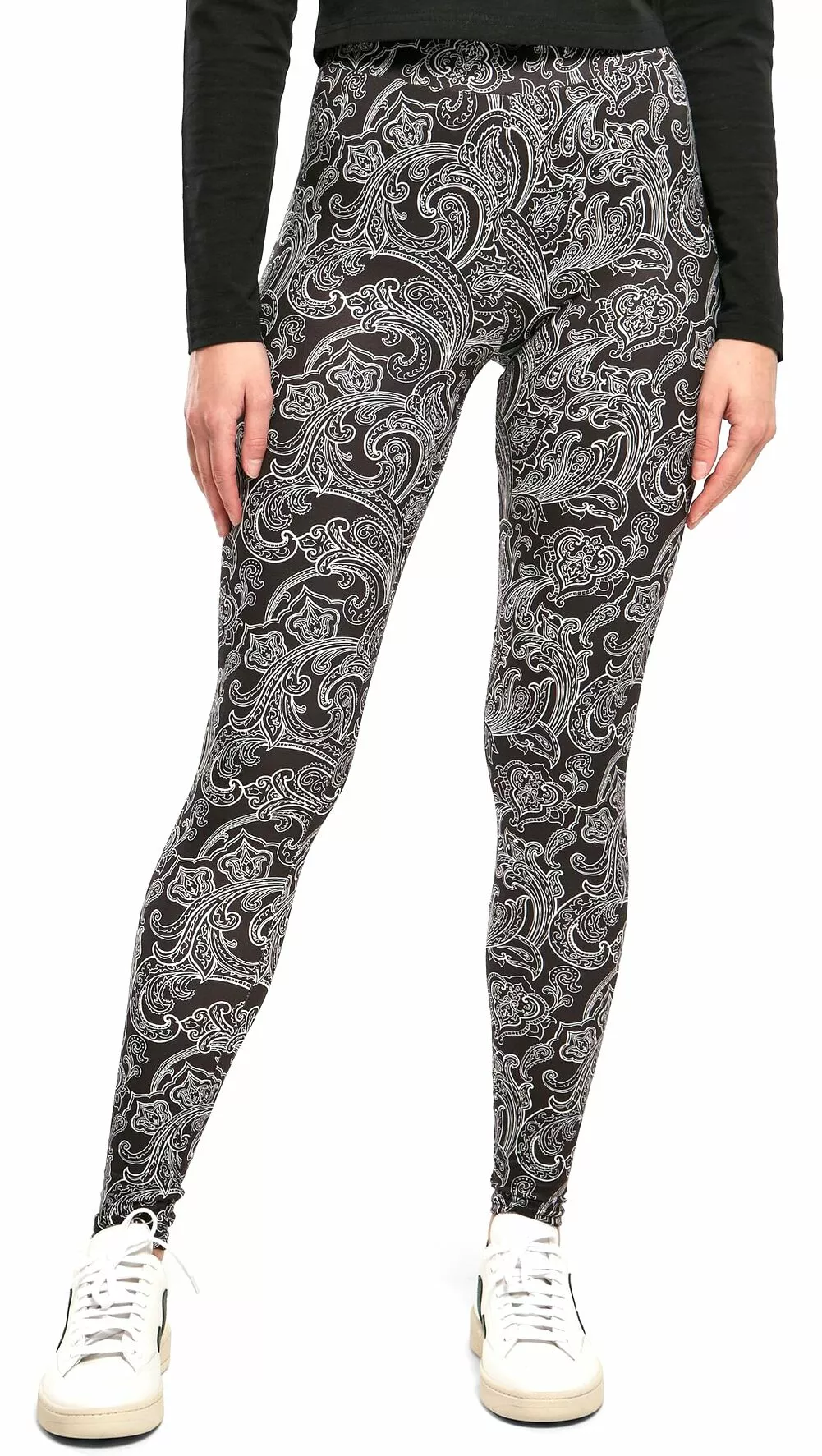 "Ladies Soft AOP Leggings" Leggings Zwart Van Urban Classics