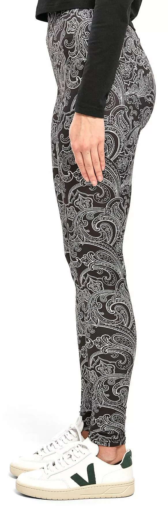 "Ladies Soft AOP Leggings" Leggings Zwart Van Urban Classics - Afbeelding 2