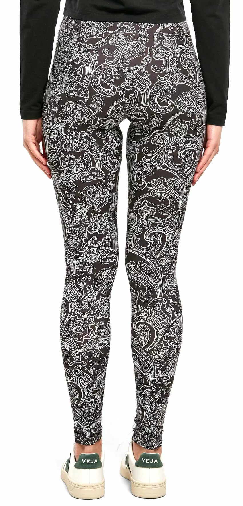 "Ladies Soft AOP Leggings" Leggings Zwart Van Urban Classics - Afbeelding 3