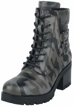 "Lace-Up Boots With Camouflage Print" Laars Camouflage Van Black Premium By EMP