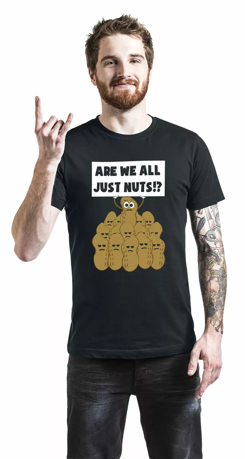 Brandfun Food "Are We All Just Nuts" T-shirt Zwart Van Food - Afbeelding 3