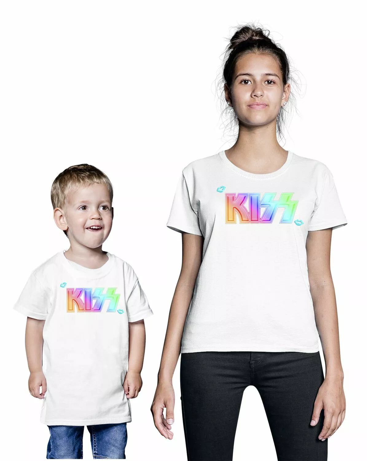 "Kids - Pride Gradient Logo" T-shirt Wit Van Kiss - Afbeelding 3
