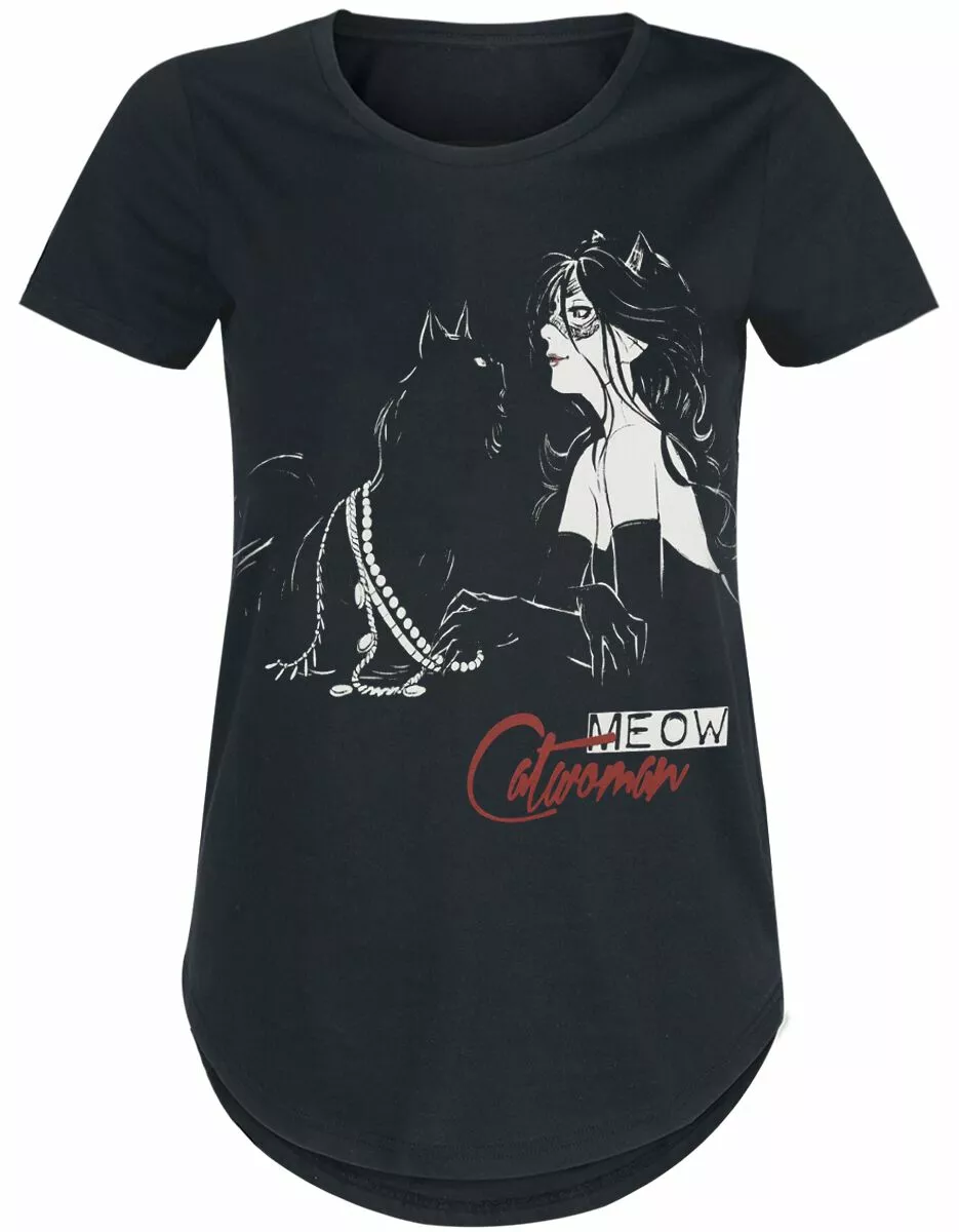 "Meow" T-shirt Zwart Van Batman