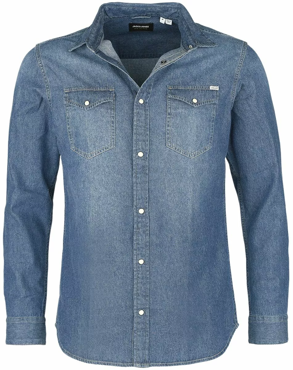 "JJESHERIDAN SHIRT L/S NOOS" Denim Shirt Blauw Van Jack & Jones