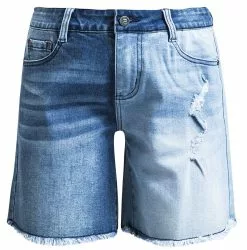 "Denim Short Met Slijtage Details" Korte Broek Blauw Van RED By EMP