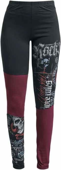 "Rock Rebel By EMP" Leggings Zwart-rood Van Rock Rebel By EMP