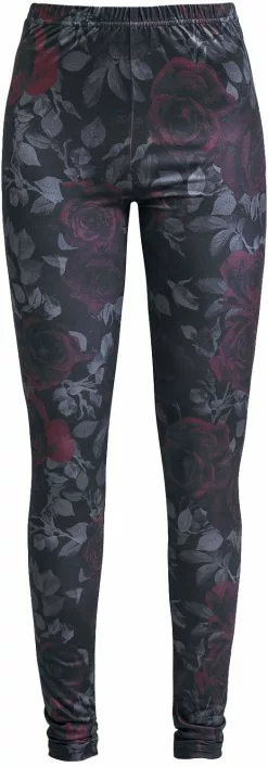 "Legging Met All-over Rozenprint" Leggings Zwart Van Rock Rebel By EMP