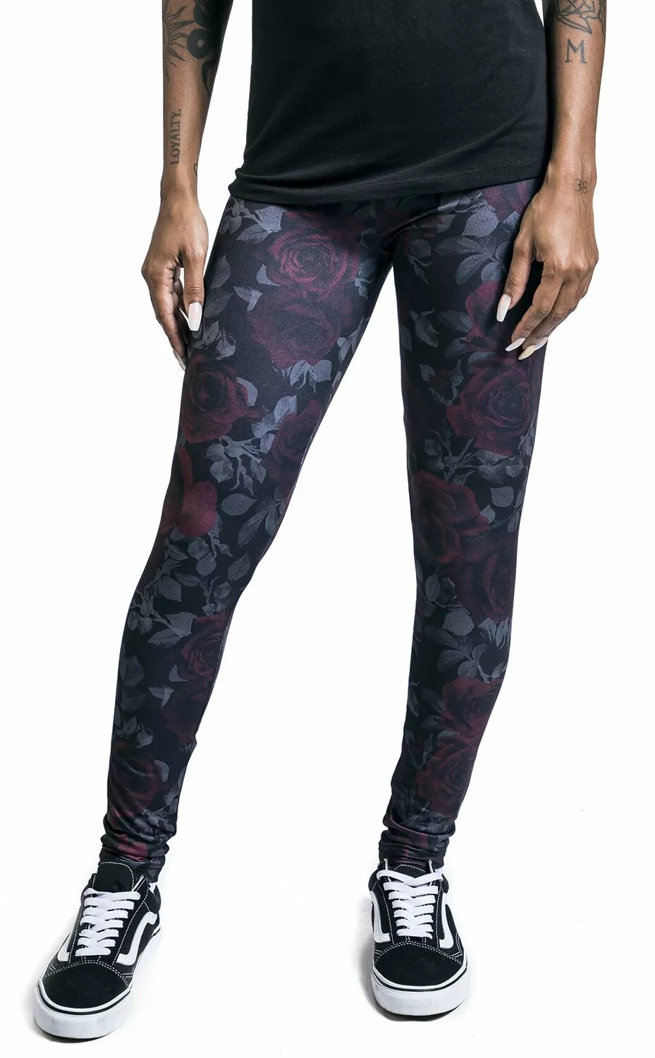 "Legging Met All-over Rozenprint" Leggings Zwart Van Rock Rebel By EMP - Afbeelding 4