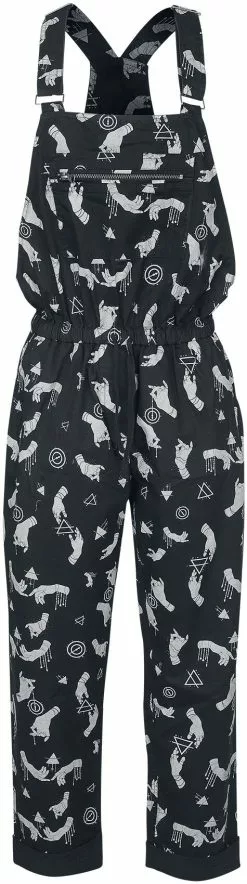 "Tuinbroek Met All-over Sterrenprint" Tuinbroek Zwart Van Gothicana By EMP