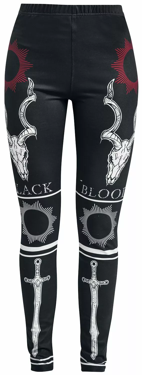 "Legging Met Print" Leggings Zwart Van Black Blood By Gothicana