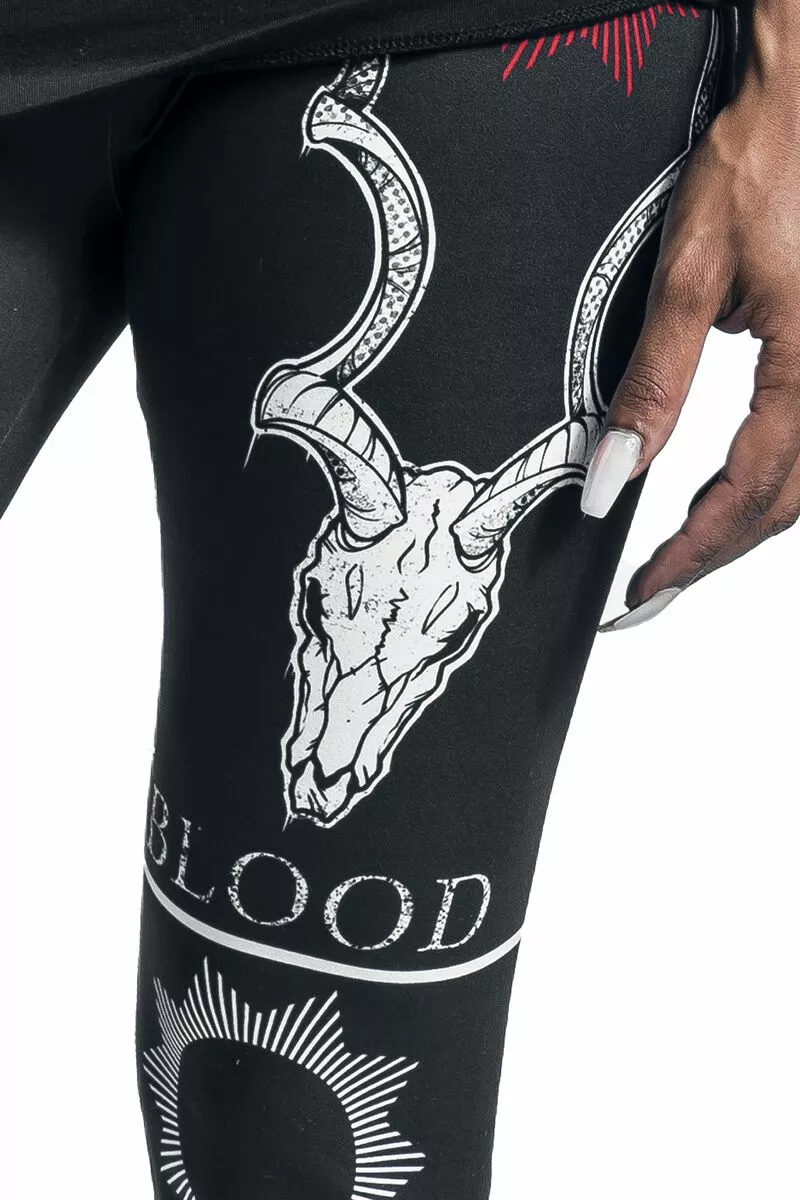 "Legging Met Print" Leggings Zwart Van Black Blood By Gothicana - Afbeelding 3