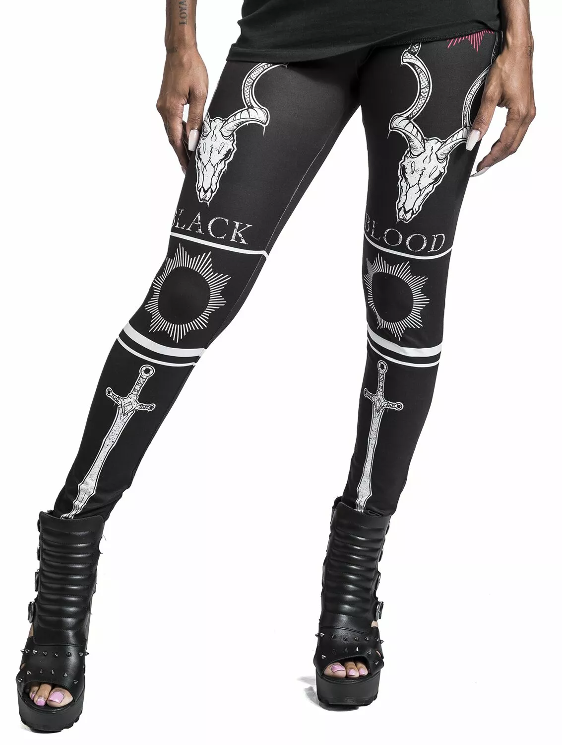"Legging Met Print" Leggings Zwart Van Black Blood By Gothicana - Afbeelding 4