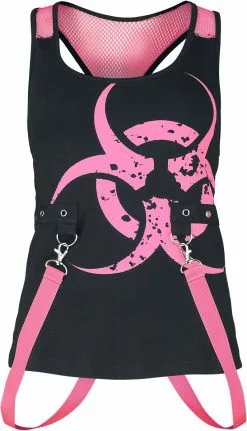 "Danger Zone Top" Top Zwart-felroze Van Poizen Industries