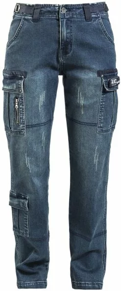 "Los Vallende Cargobroek In Versleten Optiek" Cargobroeken Donkerblauw Van Black Premium By EMP