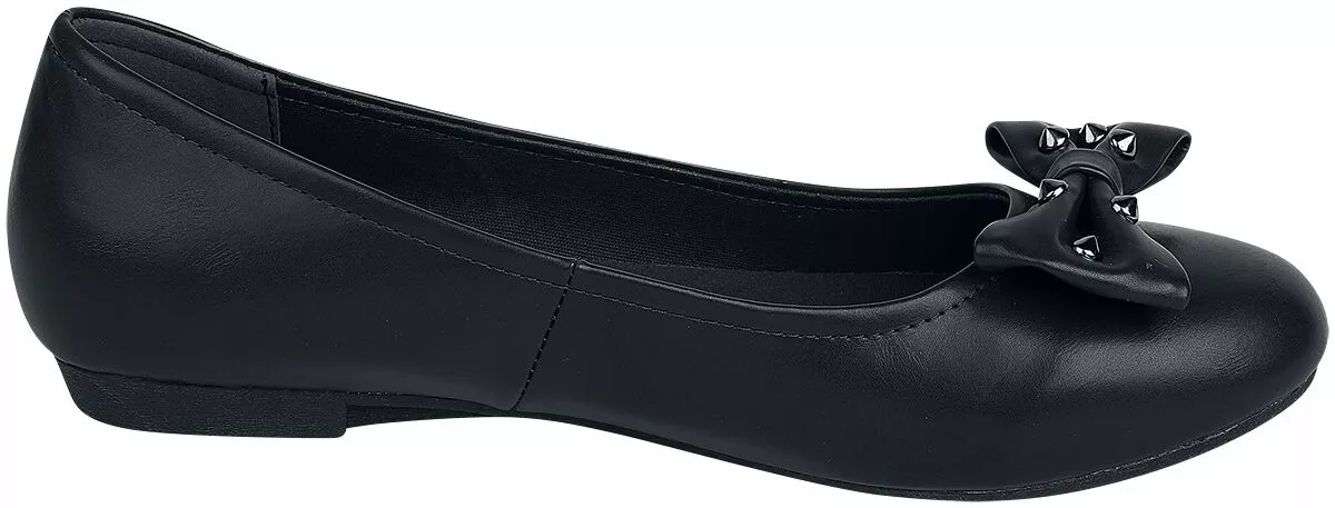 "Ballerina's Met Strik & Studs" Ballerinas Zwart Van Rock Rebel By EMP - Afbeelding 3
