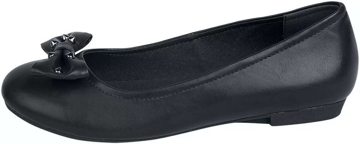 "Ballerina's Met Strik & Studs" Ballerinas Zwart Van Rock Rebel By EMP - Afbeelding 4