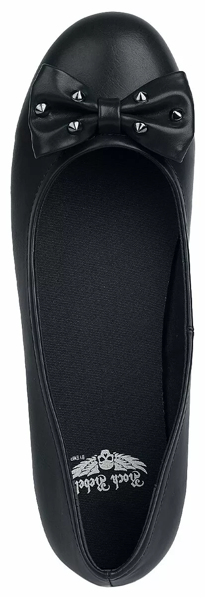 "Ballerina's Met Strik & Studs" Ballerinas Zwart Van Rock Rebel By EMP - Afbeelding 5