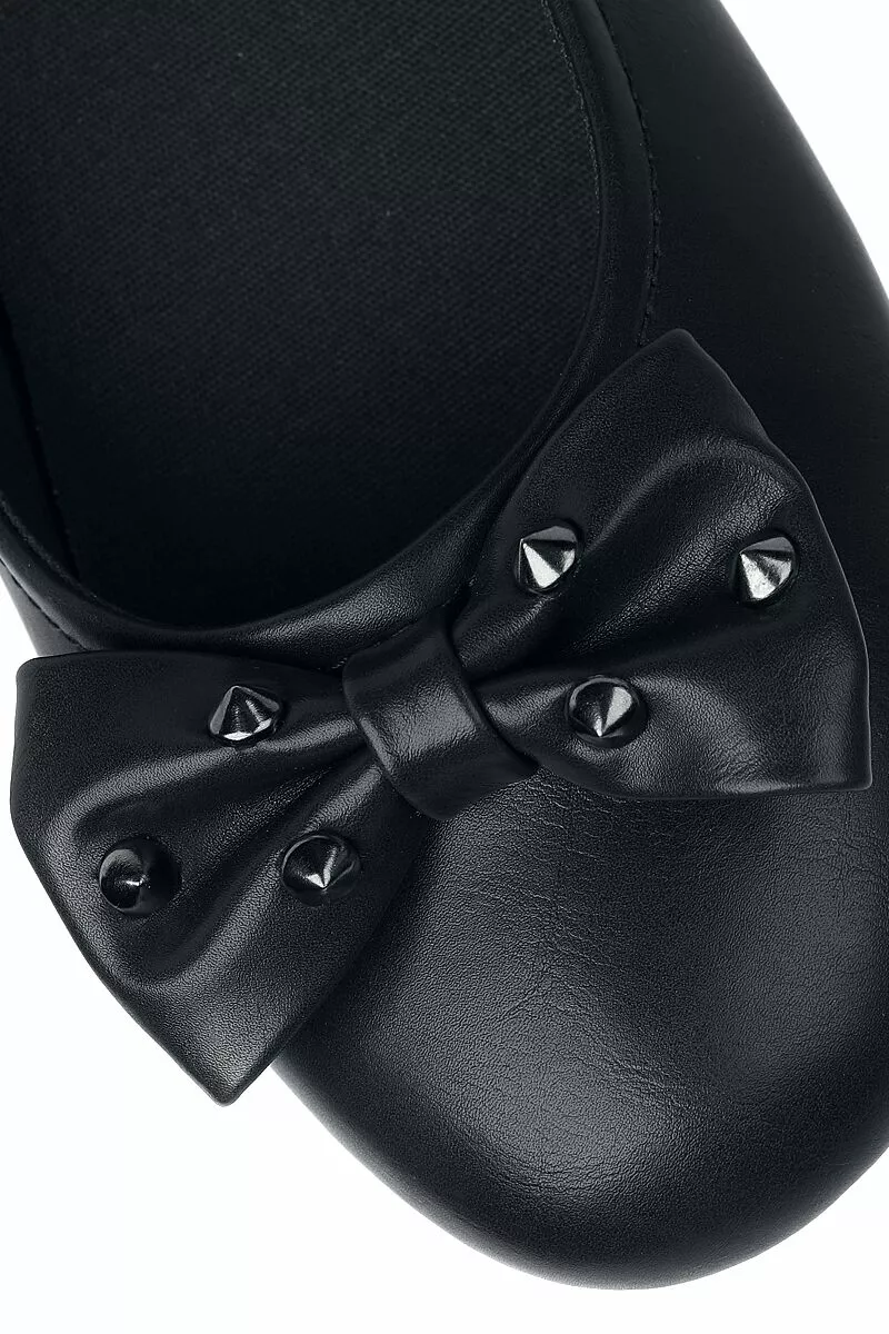 "Ballerina's Met Strik & Studs" Ballerinas Zwart Van Rock Rebel By EMP - Afbeelding 7