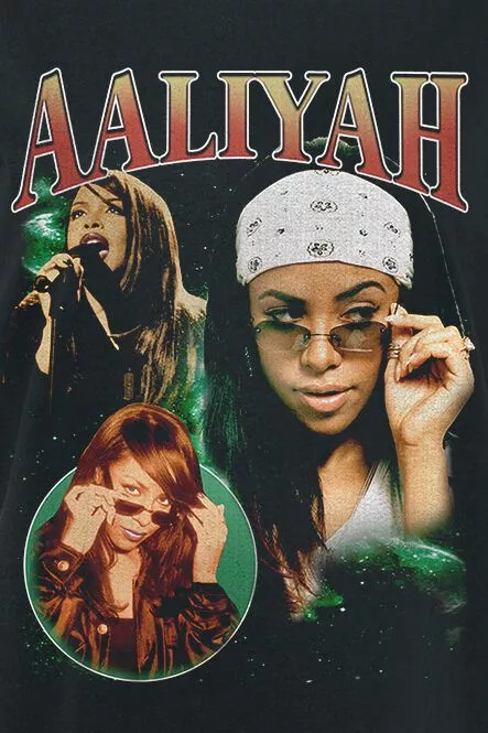 "Pic Collage" T-shirt Zwart Van Aaliyah - Afbeelding 2