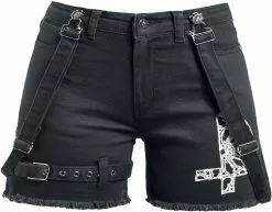 "Short Met Bretels" Korte Broek Zwart Van Gothicana By EMP