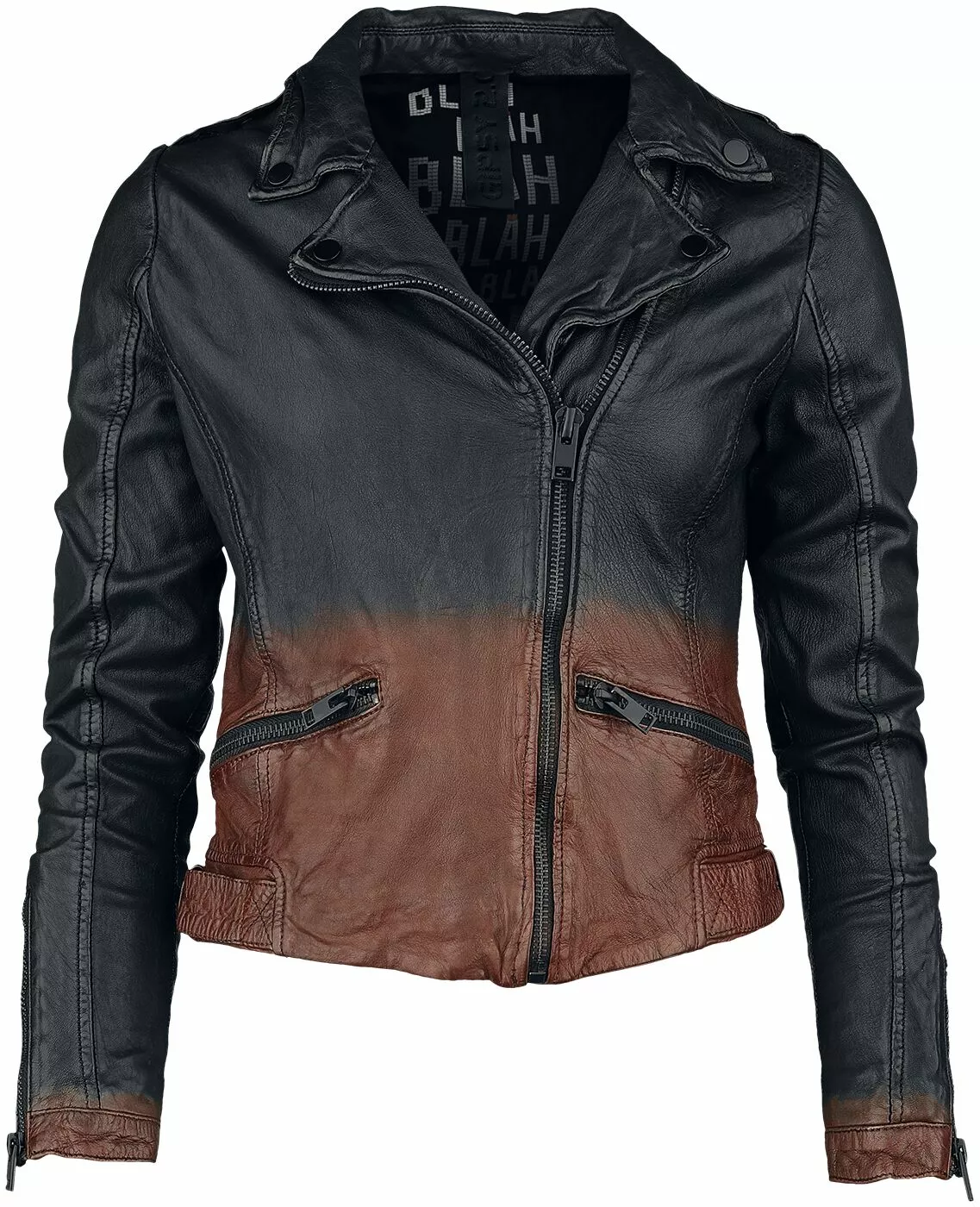 "G2WAICA Slim Fit Lamev" Lederen Jas Zwart-oranje Van Gipsy