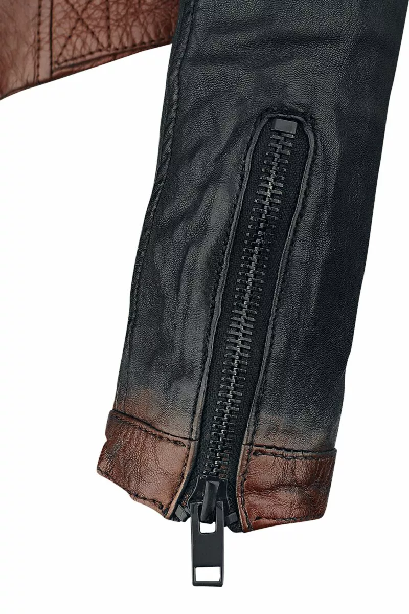 "G2WAICA Slim Fit Lamev" Lederen Jas Zwart-oranje Van Gipsy - Afbeelding 7