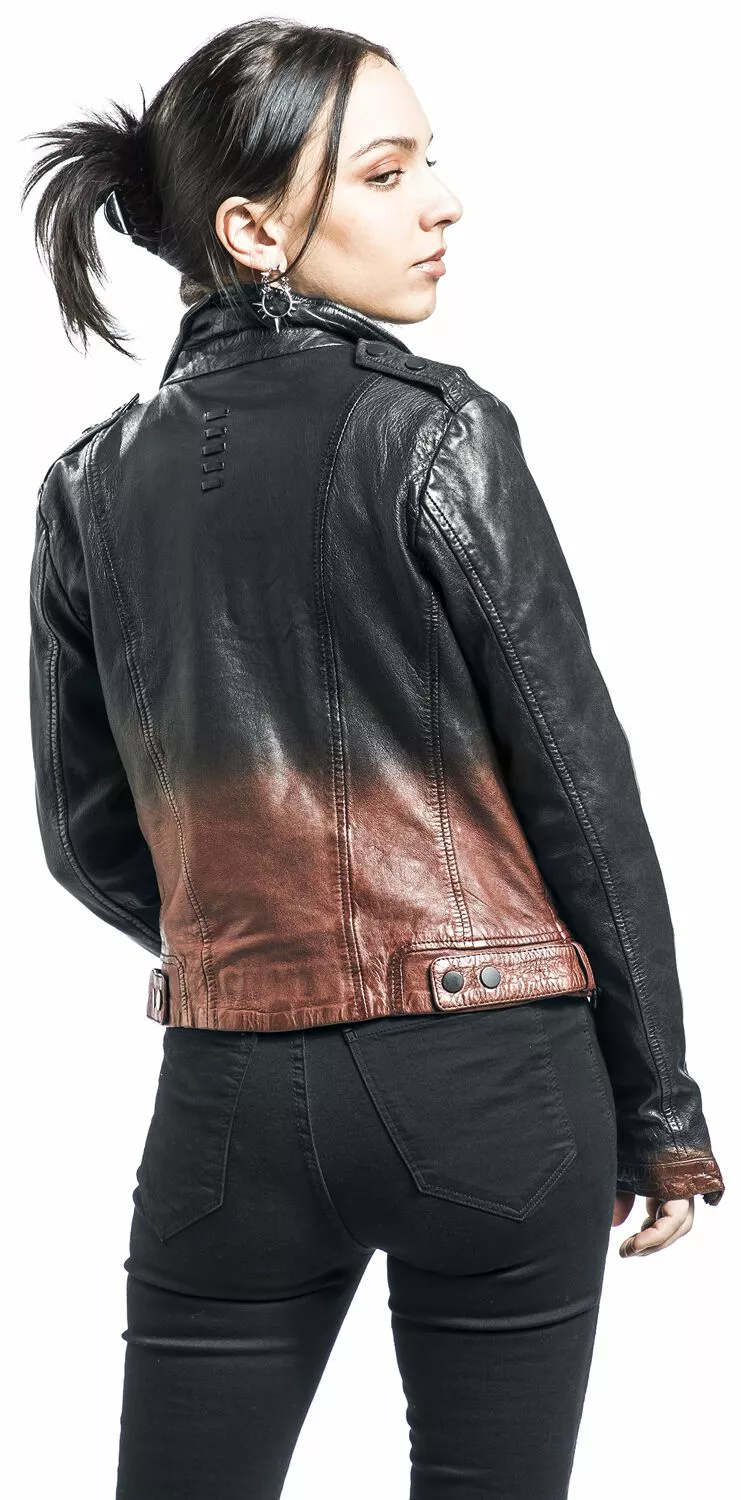 "G2WAICA Slim Fit Lamev" Lederen Jas Zwart-oranje Van Gipsy - Afbeelding 9